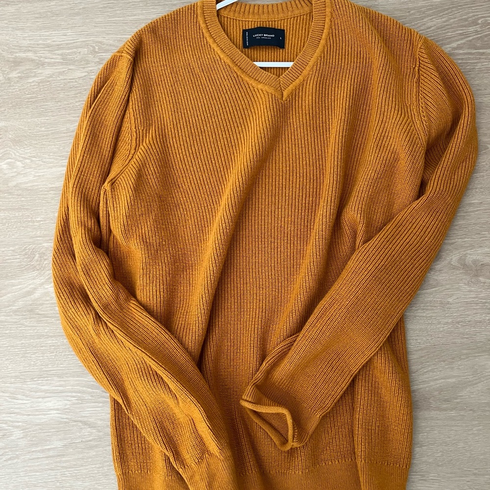 Lucky Brand Men's V-Neck Sweater in Mustard